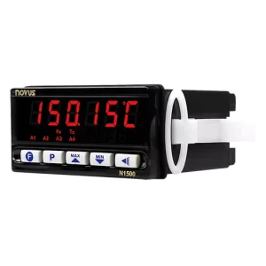 Indicador universal de procesos NOVUS N1500 con puerto RS485 y display de 6 dígitos para automatización e integración de tableros industriales en Colombia.